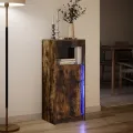 Buffet avec LED chêne fumé 42,5x34x100 cm bois d'ingénierie
