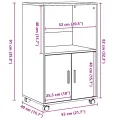 Armoire à roulettes chêne fumé 55x40x91 cm bois d'ingénierie
