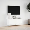 Meuble TV mural avec lumières LED blanc 100x31x35 cm