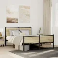 Cadre de lit en métal sans matelas chêne sonoma 150x200 cm