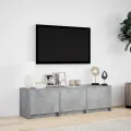 Meuble TV avec LED gris béton 140x34x40 cm bois d'ingénierie