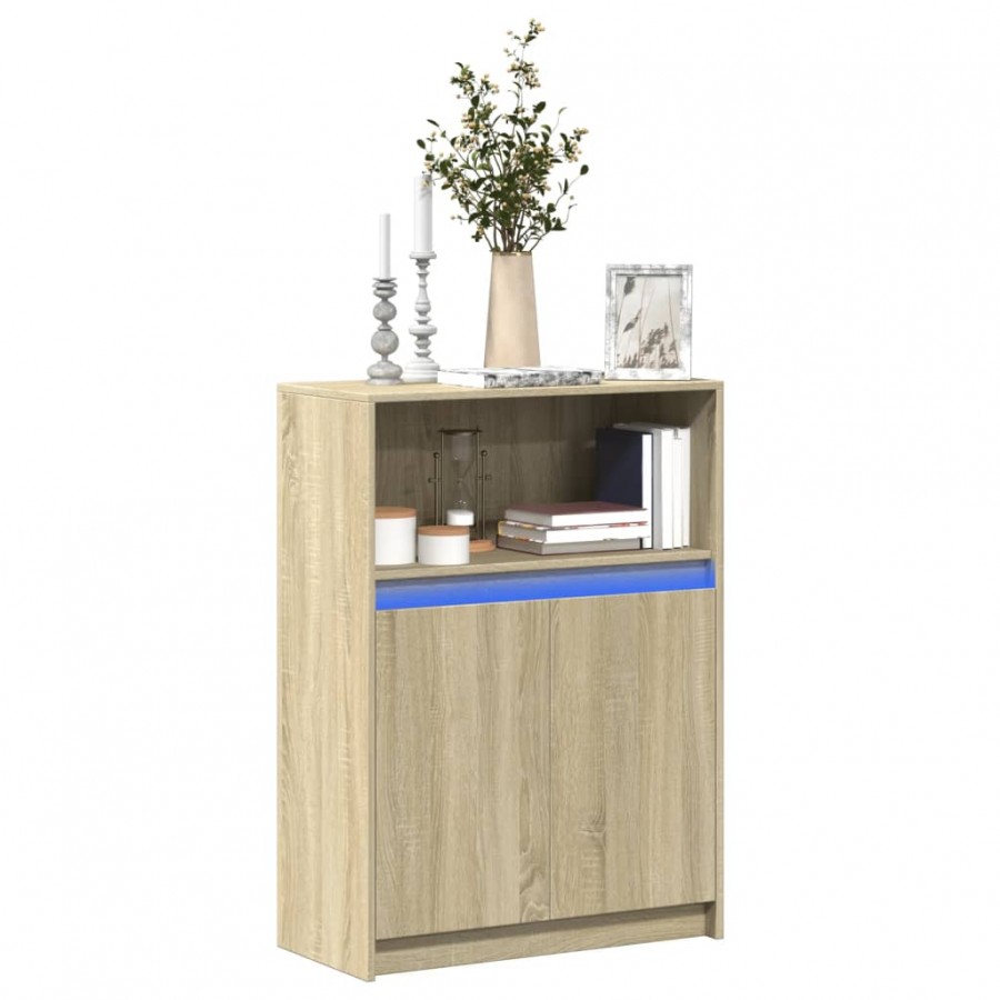 Buffet avec LED chêne sonoma 72x34x100 cm bois d'ingénierie