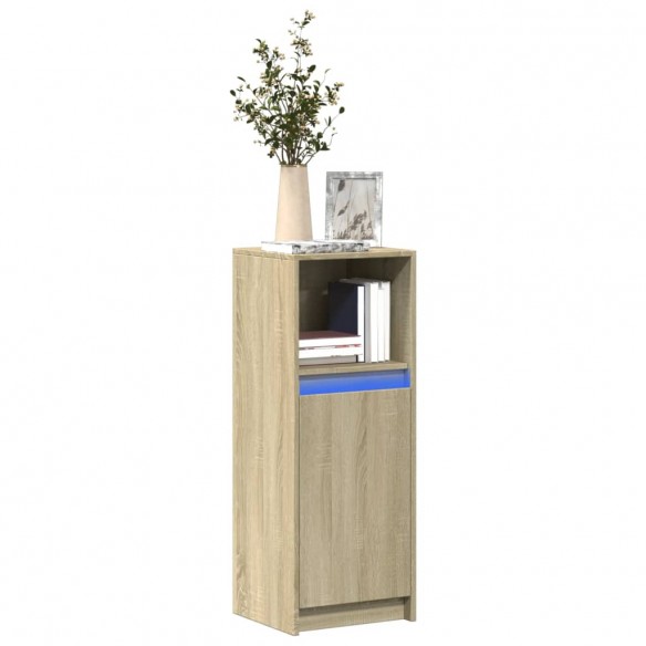 Buffet avec LED chêne sonoma 38x34x100 cm bois d'ingénierie