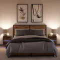 Tables de chevet murales avec lumières LED 2 pcs chêne fumé