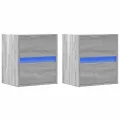Tables de chevet murales avec lumières LED 2 pcs sonoma gris