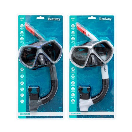 Occhialini da Snorkeling e Boccaglio Bestway Bianco Grigio Adulto (1 U