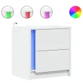 Armoire de chevet avec lumières LED blanc bois d'ingénierie
