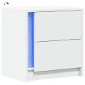 Armoire de chevet avec lumières LED blanc bois d'ingénierie