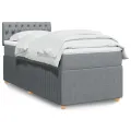 cadre de lit avec matelas Gris clair 90x200 cm Tissu