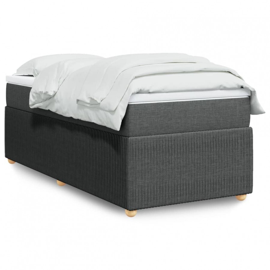 cadre de lit avec matelas Gris foncé 90x200 cm Tissu