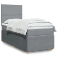 cadre de lit avec matelas Gris clair 90x200 cm Tissu