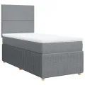 cadre de lit avec matelas Gris clair 90x200 cm Tissu