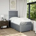 cadre de lit avec matelas Gris clair 90x200 cm Tissu