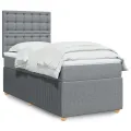 cadre de lit avec matelas Gris clair 90x200 cm Tissu