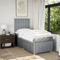 cadre de lit avec matelas Gris clair 90x200 cm Tissu