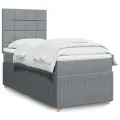 cadre de lit avec matelas Gris clair 90x200 cm Tissu