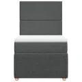 cadre de lit avec matelas Gris foncé 80x200 cm Tissu