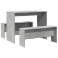 Ensemble table à manger et bancs 3 pcs bois d'ingénierie