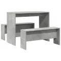 Ensemble table à manger et bancs 3 pcs bois d'ingénierie