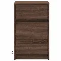 Armoire de chevet et lumières LED chêne marron bois ingénierie