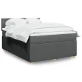 cadre de lit avec matelas Gris foncé 140x200cm Tissu