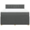 cadre de lit avec matelas Gris foncé 140x200cm Tissu