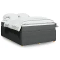 cadre de lit avec matelas Gris foncé 140x200cm Tissu