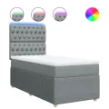 cadre de lit avec matelas gris clair 80x200 cm tissu