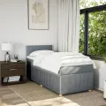 cadre de lit avec matelas gris clair 80x200 cm tissu