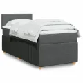 cadre de lit avec matelas Gris foncé 80x200 cm Tissu