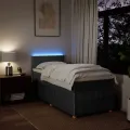cadre de lit avec matelas Gris foncé 80x200 cm Tissu