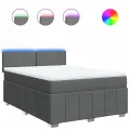 cadre de lit avec matelas Gris foncé 160x200cm Tissu
