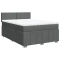 cadre de lit avec matelas Gris foncé 160x200cm Tissu
