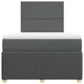 cadre de lit avec matelas gris foncé 120x190cm tissu