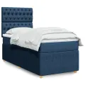 cadre de lit avec matelas Bleu 100x200 cm Tissu