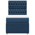 cadre de lit avec matelas Bleu 100x200 cm Tissu