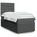 cadre de lit avec matelas Gris foncé 100x200cm Tissu
