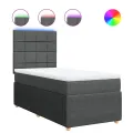 cadre de lit avec matelas Gris foncé 100x200cm Tissu