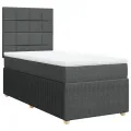 cadre de lit avec matelas Gris foncé 100x200cm Tissu
