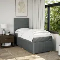 cadre de lit avec matelas Gris foncé 100x200cm Tissu