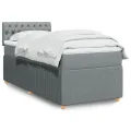 cadre de lit avec matelas Gris clair 90x200 cm Tissu