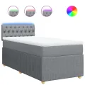 cadre de lit avec matelas Gris clair 90x200 cm Tissu