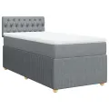 cadre de lit avec matelas Gris clair 90x200 cm Tissu