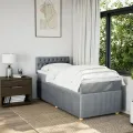 cadre de lit avec matelas Gris clair 90x200 cm Tissu