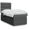 cadre de lit avec matelas Gris foncé 100x200cm Tissu
