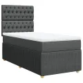 cadre de lit avec matelas Gris foncé 100x200cm Tissu