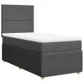 cadre de lit avec matelas Gris foncé 100x200cm Tissu