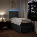 cadre de lit avec matelas Gris foncé 100x200cm Tissu