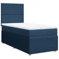 cadre de lit avec matelas Bleu 100x200 cm Tissu