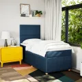 cadre de lit avec matelas Bleu 100x200 cm Tissu